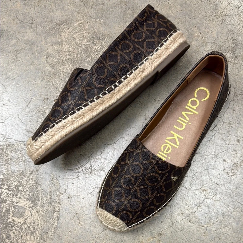 *Calvin Klein Brown Espadrille Slip-On Shoes